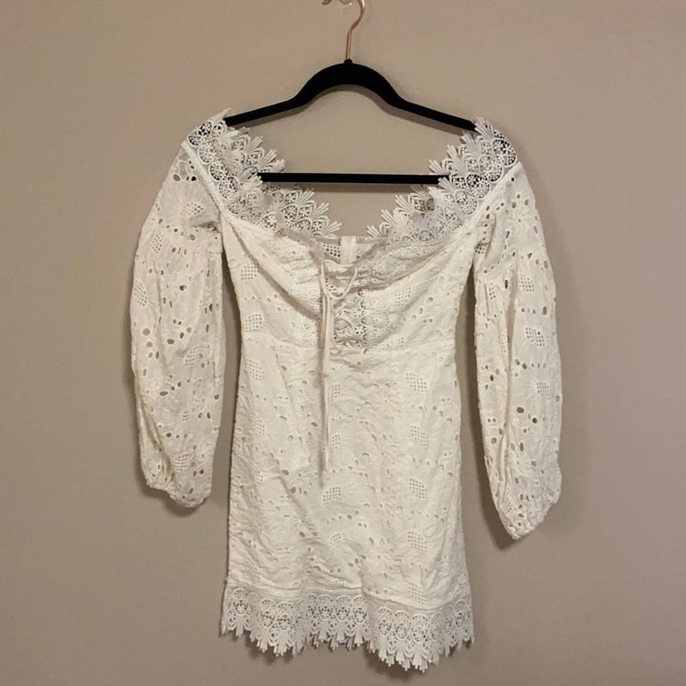 Tiger Mist lace off-the-shoulder dress